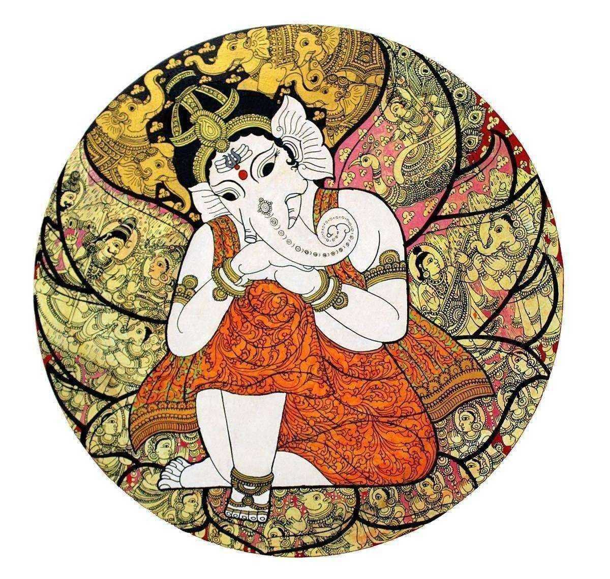 Ganesha Kalamkari painting