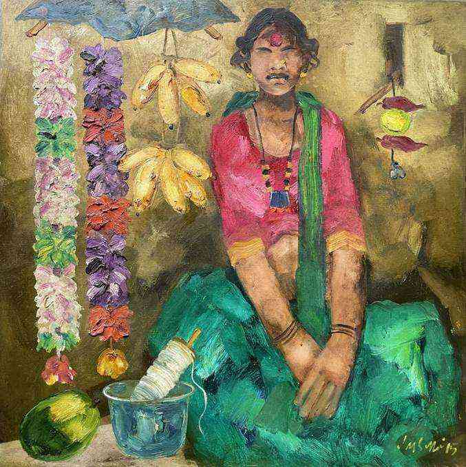 Colourful Indian Lady - M S Mani 