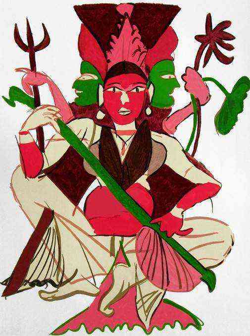 K G Subramanyan Paintings - Goddess 