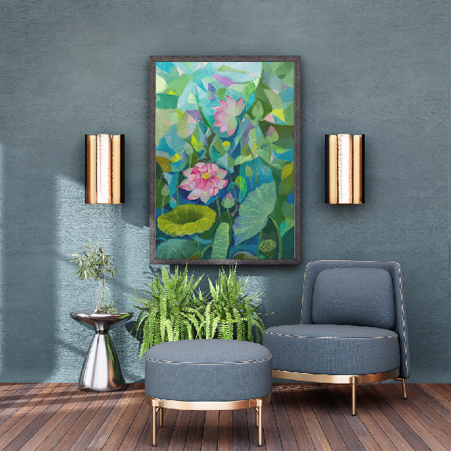 Lotus paintings for living room