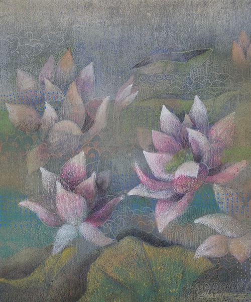 Lotus floral painting by Shampa Sircar Das