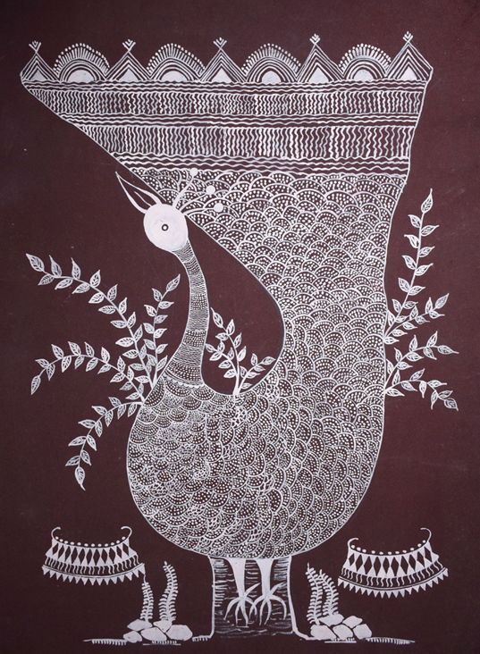 Peacock saura painting by unknown artist
