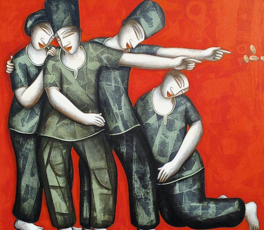 expressive figurative paintings by Samir Sarkar
