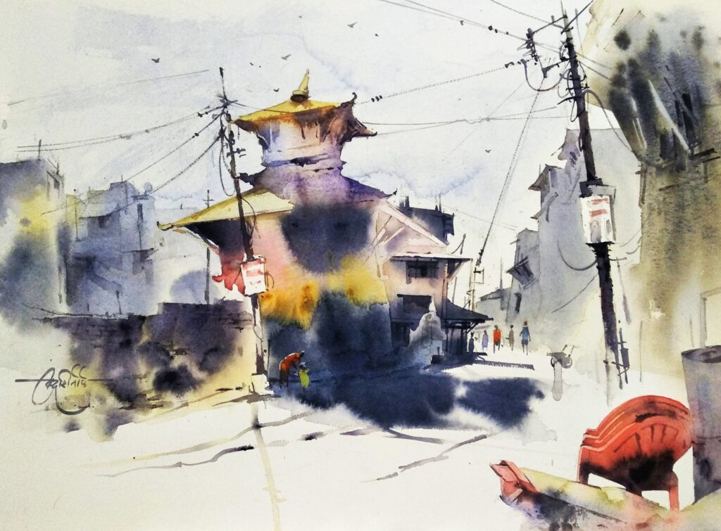 Hand-rendered watercolour painting by Vikrant shinde