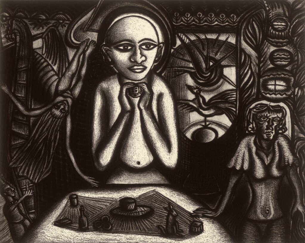 hand-rendered contemporary art -
His Magical World by Sushanta Guha