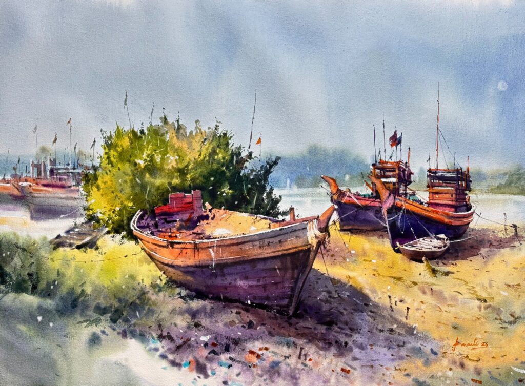 white space in painting- Jatigat by Prasanta Maiti
