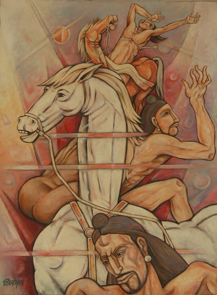Indian canvas art by Bijan Choudhury
