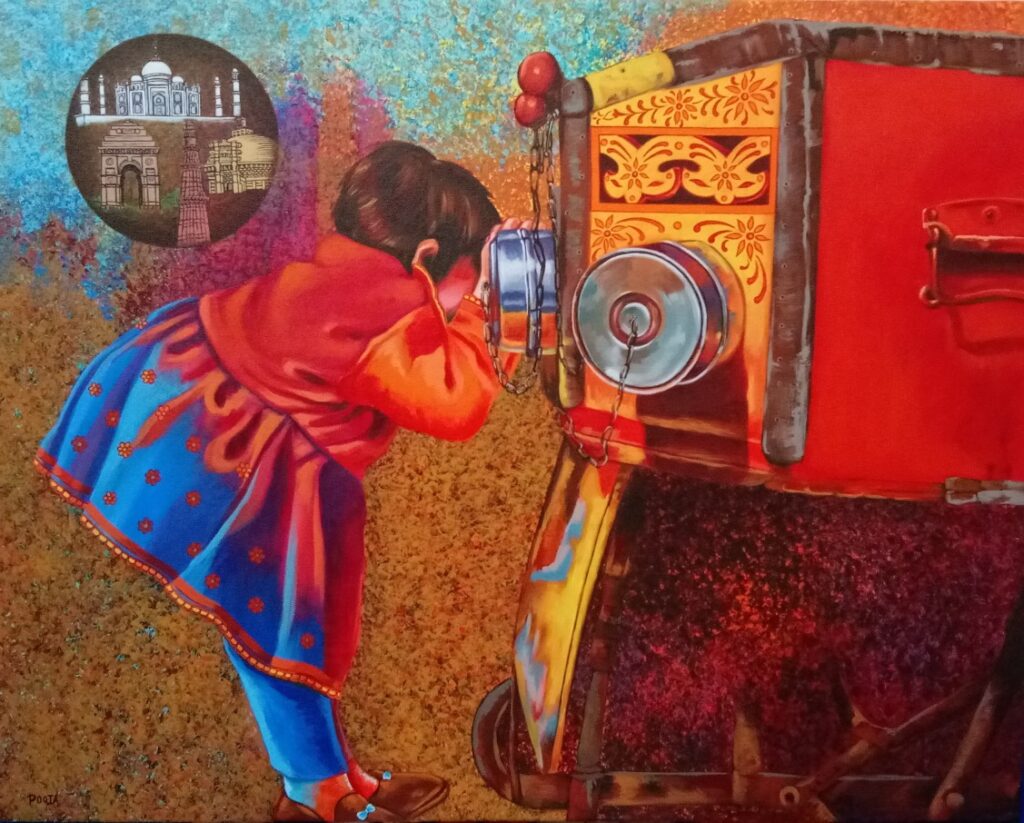 Memory in Indian art - Contemporary painting-Childhood Memory by Pooja Kumawat